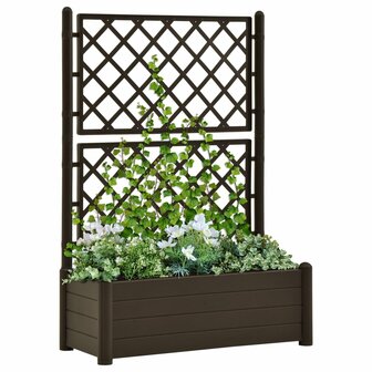 Plantenbak met latwerk 100x43x142 cm PP mokka 1