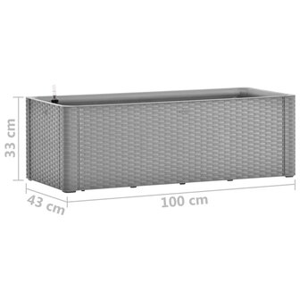 Plantenbak verhoogd met bewateringssysteem 100x43x33 cm grijs 7