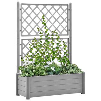 Plantenbak met latwerk 100x43x142 cm PP-steen grijs 1