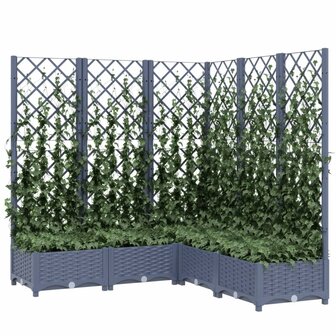 Plantenbak met latwerk 120x120x121,5 cm polypropeen donkergrijs 3