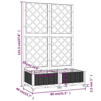 Plantenbak met latwerk 80x40x121,5 cm polypropeen bruin 8