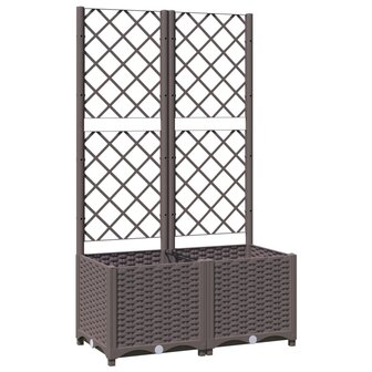 Plantenbak met latwerk 80x40x136 cm polypropeen bruin 2