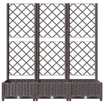 Plantenbak met latwerk 120x40x121,5 cm polypropeen bruin 4