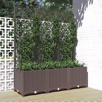 Plantenbak met latwerk 120x40x136 cm polypropeen bruin 1