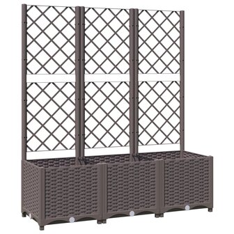 Plantenbak met latwerk 120x40x136 cm polypropeen bruin 2