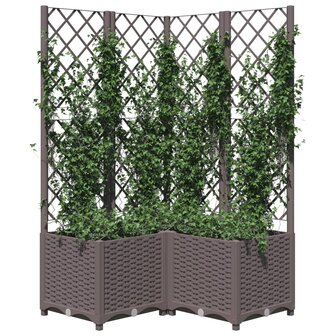 Plantenbak met latwerk 80x80x136 cm polypropeen bruin 3