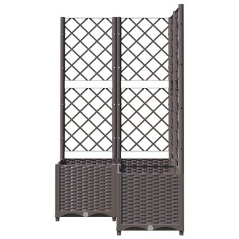 Plantenbak met latwerk 80x80x136 cm polypropeen bruin 4