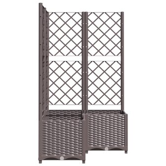 Plantenbak met latwerk 80x80x136 cm polypropeen bruin 5