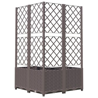 Plantenbak met latwerk 80x80x136 cm polypropeen bruin 6