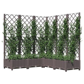 Plantenbak met latwerk 120x120x121,5 cm polypropeen bruin 3