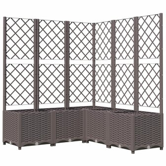 Plantenbak met latwerk 120x120x136 cm polypropeen bruin 2