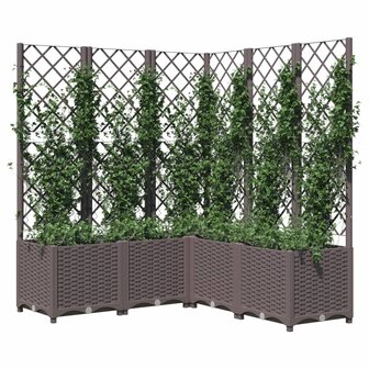 Plantenbak met latwerk 120x120x136 cm polypropeen bruin 3