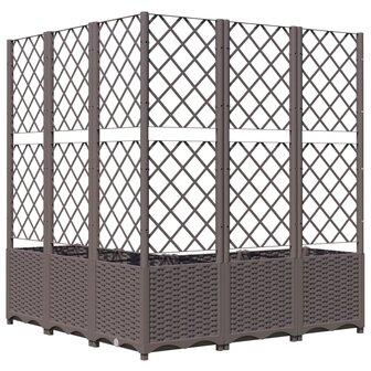 Plantenbak met latwerk 120x120x136 cm polypropeen bruin 6