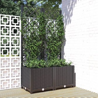 Plantenbak met latwerk 80x40x136 cm polypropeen zwart 1