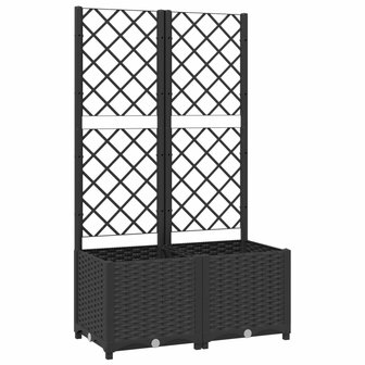 Plantenbak met latwerk 80x40x136 cm polypropeen zwart 2