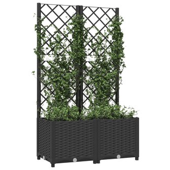 Plantenbak met latwerk 80x40x136 cm polypropeen zwart 3