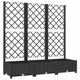 Plantenbak met latwerk 120x40x121,5 cm polypropeen zwart 2