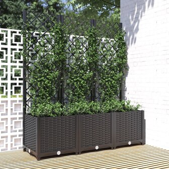 Plantenbak met latwerk 120x40x136 cm polypropeen zwart 1