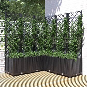 Plantenbak met latwerk 120x120x136 cm polypropeen zwart 1