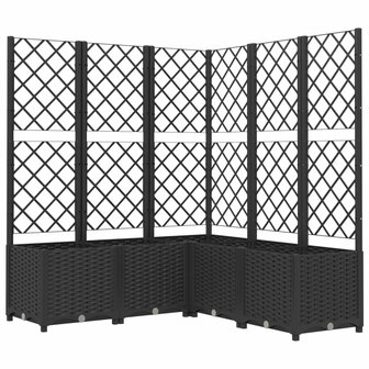 Plantenbak met latwerk 120x120x136 cm polypropeen zwart 2