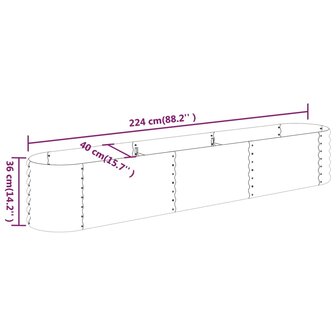 Plantenbak 224x40x36 cm gepoedercoat staal antracietkleurig 6