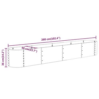 Plantenbak 260x40x36 cm gepoedercoat staal grijs 6