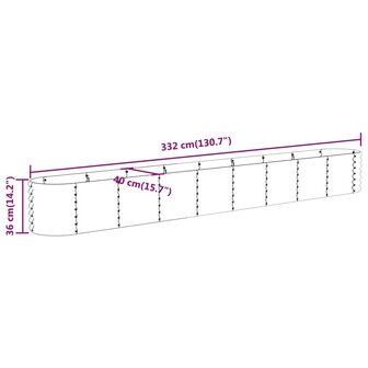 Plantenbak 332x40x36 cm gepoedercoat staal groen 6