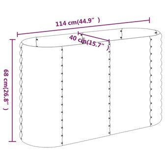 Plantenbak 114x40x68 cm gepoedercoat staal zilverkleurig 6