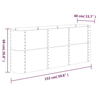 Plantenbak 152x40x68 cm gepoedercoat staal grijs 6