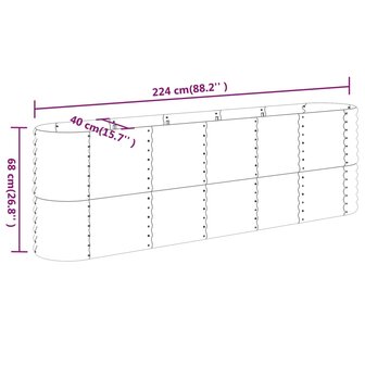 Plantenbak 224x40x68 cm gepoedercoat staal zilverkleurig 6