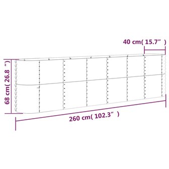 Plantenbak 260x40x68 cm gepoedercoat staal bruin 6