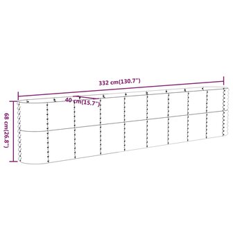 Plantenbak 332x40x68 cm gepoedercoat staal grijs 6