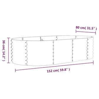 Plantenbak 152x80x36 cm gepoedercoat staal groen 6