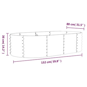 Plantenbak 152x80x36 cm gepoedercoat staal zilverkleurig 6