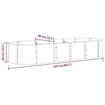 Plantenbak 224x80x36 cm gepoedercoat staal groen 6