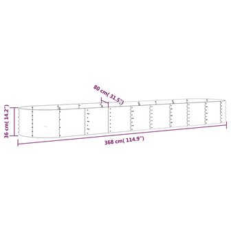 Plantenbak 368x80x36 cm gepoedercoat staal groen 6