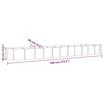 Plantenbak 440x80x36 cm gepoedercoat staal grijs 6