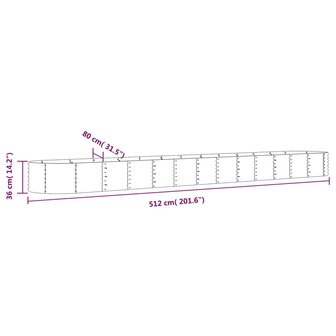 Plantenbak 512x80x36 cm gepoedercoat staal groen 6