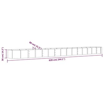 Plantenbak 620x80x36 cm gepoedercoat staal groen 6