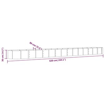 Plantenbak 620x80x36 cm gepoedercoat staal grijs 6