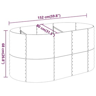 Plantenbak 152x80x68 cm gepoedercoat staal zilverkleurig 6