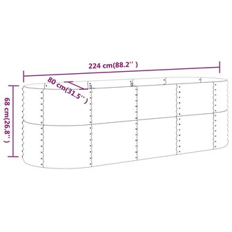 Plantenbak 224x80x68 cm gepoedercoat staal zilverkleurig 6