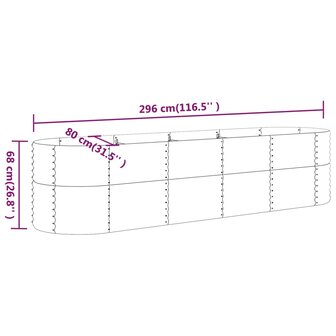 Plantenbak 296x80x68 cm gepoedercoat staal antracietkleurig 6