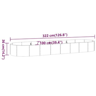 Plantenbak 322x100x36 cm gepoedercoat staal zilverkleurig 6