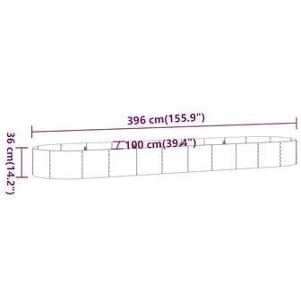 Plantenbak 396x100x36 cm gepoedercoat staal zilverkleurig 6