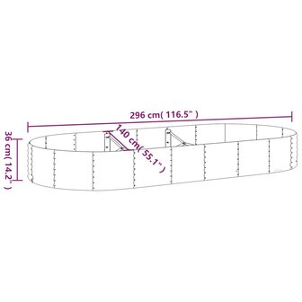 Plantenbak 296x140x36 cm gepoedercoat staal zilverkleurig 6