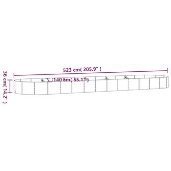 Plantenbak 523x140x36 cm gepoedercoat staal grijs 6