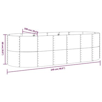 Plantenbak 249x100x68 cm gepoedercoat staal groen 6