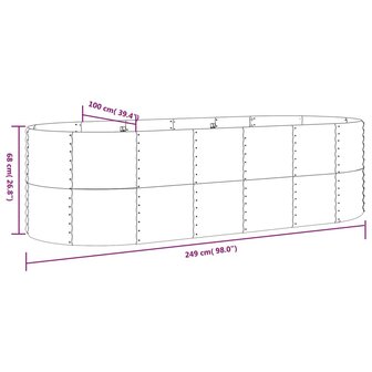 Plantenbak 249x100x68 cm gepoedercoat staal bruin 6