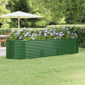 Plantenbak 322x100x68 cm gepoedercoat staal groen 1